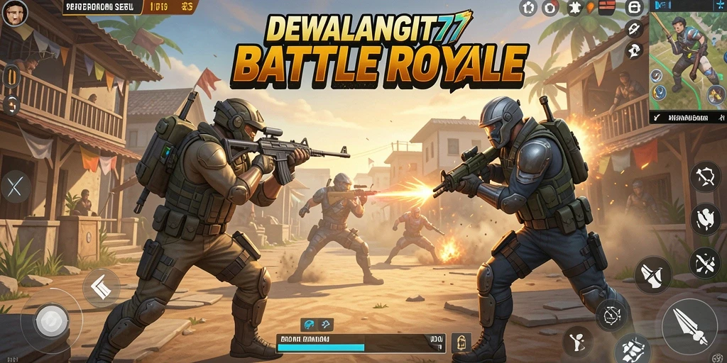 Tampilan seru dari gameplay DEWALANGIT77 dalam aksi Battle Royale.