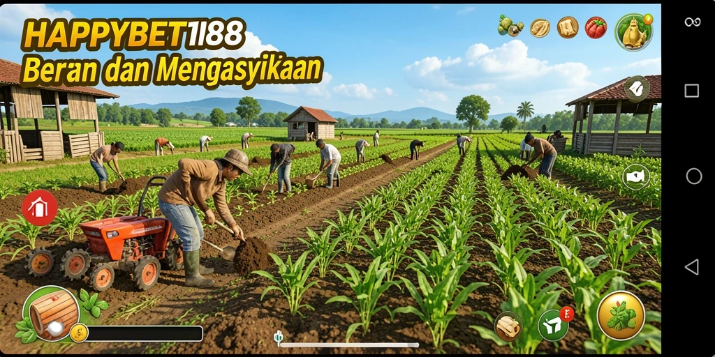 Tampilan screenshot HAPPYBET188 menunjukkan pengalaman seru bermain bertani.