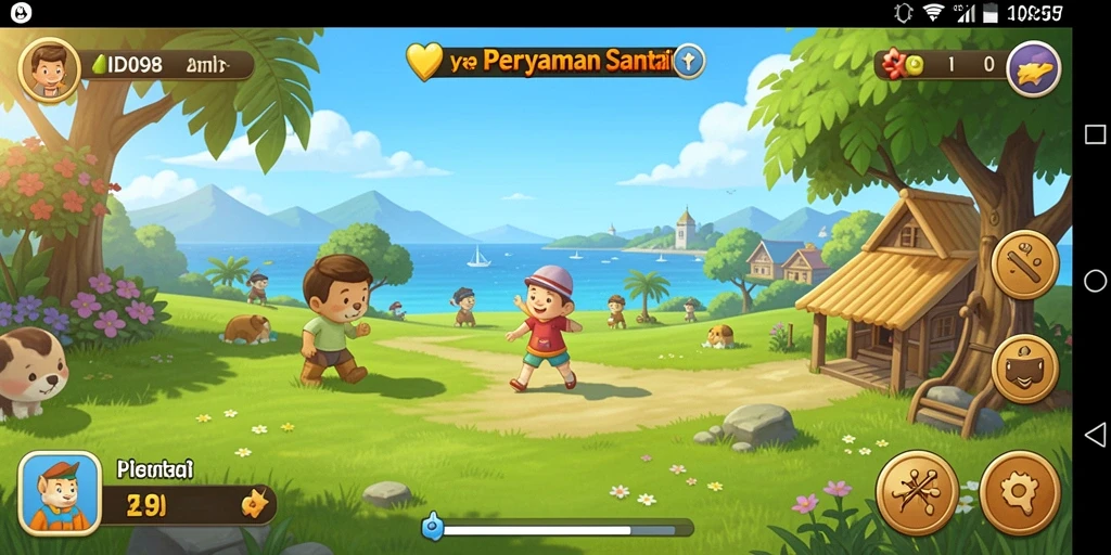 Screenshot dari gameplay santai ID098 yang menghibur.