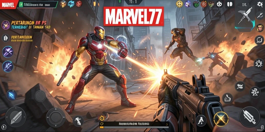Gameplay seru dengan grafis realistis dalam MARVEL77.