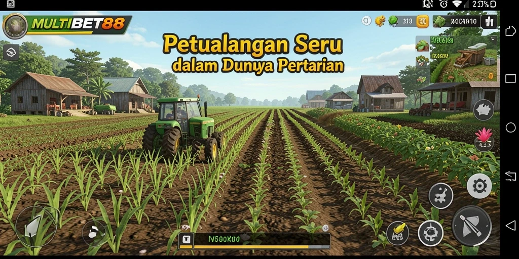 Tampilan gameplay <strong>MULTIBET88</strong> yang menawan dengan pertanian yang aktif.