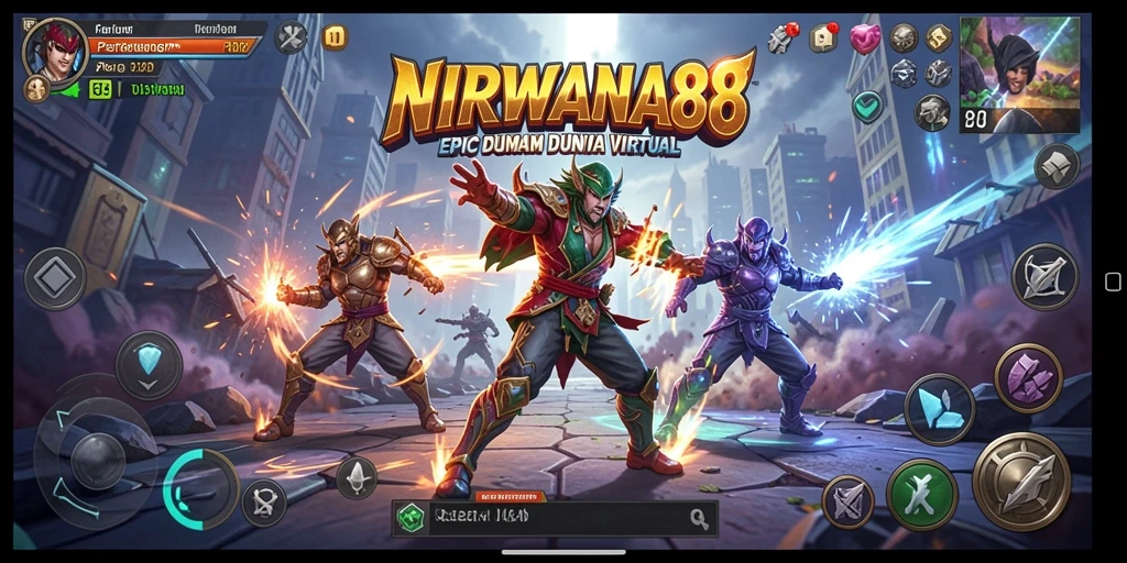 Screenshot gameplay NIRWANA88 menampilkan pertarungan yang intens dan grafis menawan.