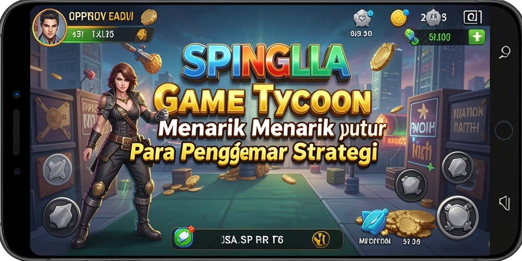 Screenshot gameplay SPINGILA menampilkan aksi manajemen bisnis Tycoon.