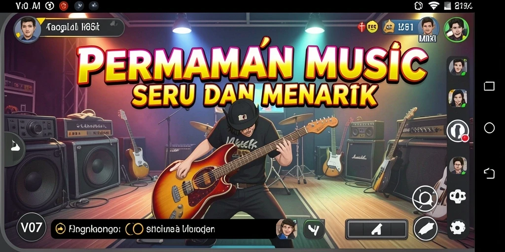 Tampilan gameplay V07 dengan beragam pilihan lagu musik.